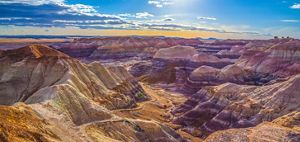 Arizona's Painted Desert, canyons with bands of color. 