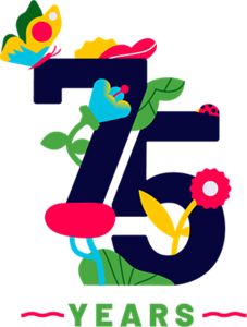 75th Anniversary logo featuring floral and butterfly decorations, and The Nature Conservancy logo.