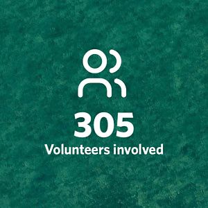 Icon showing a person, 305 volunteers involved