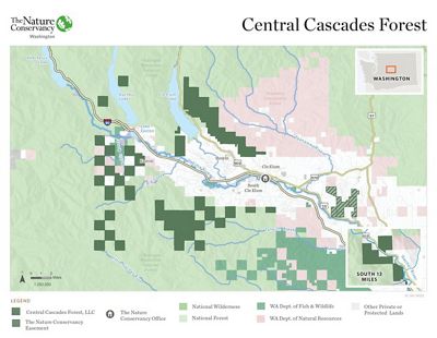 Map of the Central Cascades region where TNC is working.