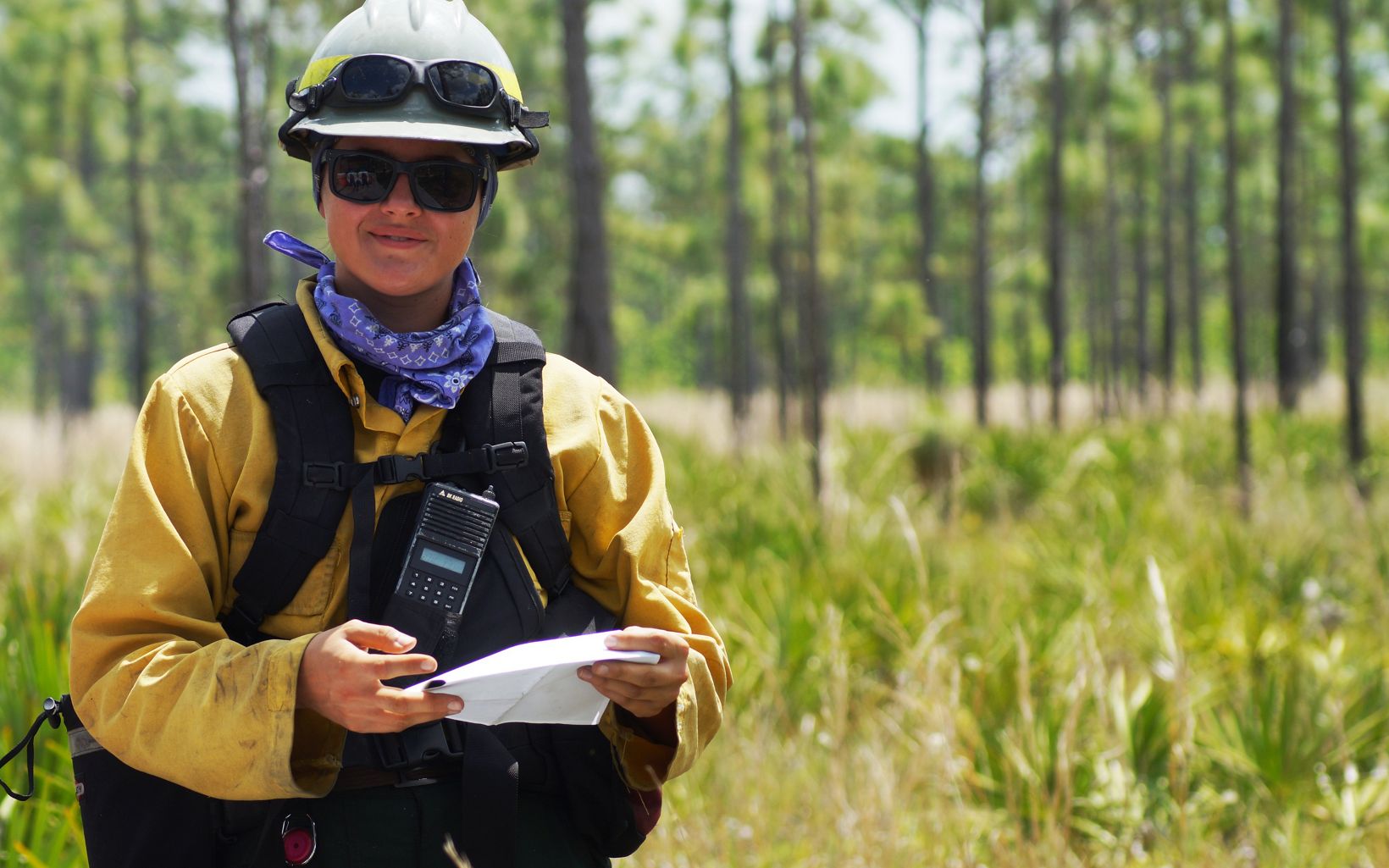 Learning Laboratory Student Conservation Association intern Katie Spengler spent a year working at Disney Wilderness Preserve learning about conservation and participating in prescribe fires. © Hannah O'Malley/TNC