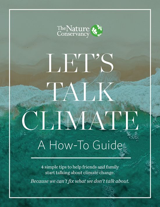 The cover of e-book, "Let's Talk Climate," showing an iceberg.