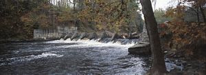 Photo of the dam prior to its 2004 demolition on the Neversink River at Cuddebackville, New York.