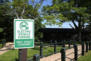 An electric vehicle parking spot