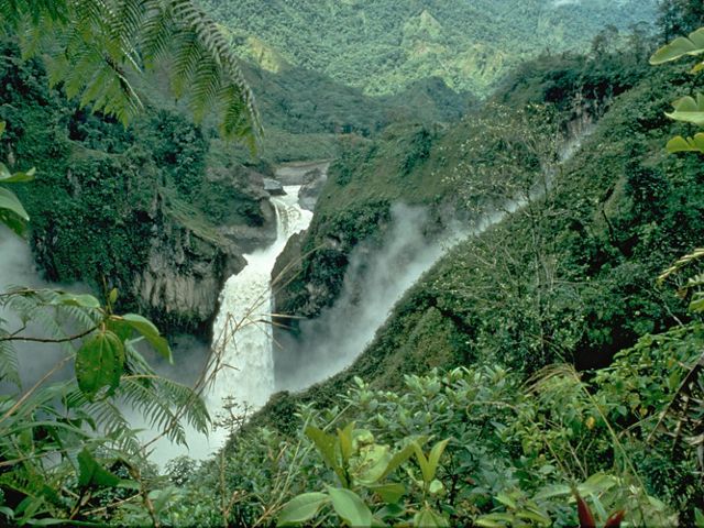 San Rafael waterfall at Cayambe-Coca Ecological Reserve in Ecuador, South America. 