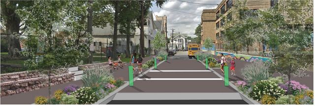 A rendering of site plan features a future view of Fair Street.