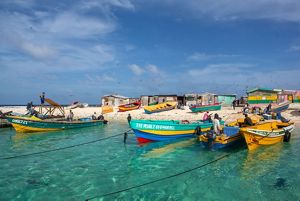 Fishing boats in Pedro Cays, Jamaica.