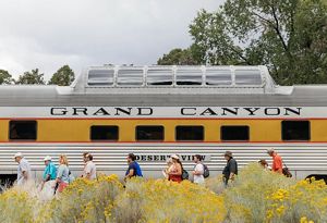 Tourists disembark the Grand Canyon Railway.