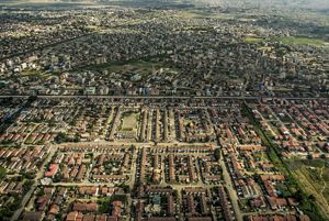 An aerial view of the outskirts of Nairobi