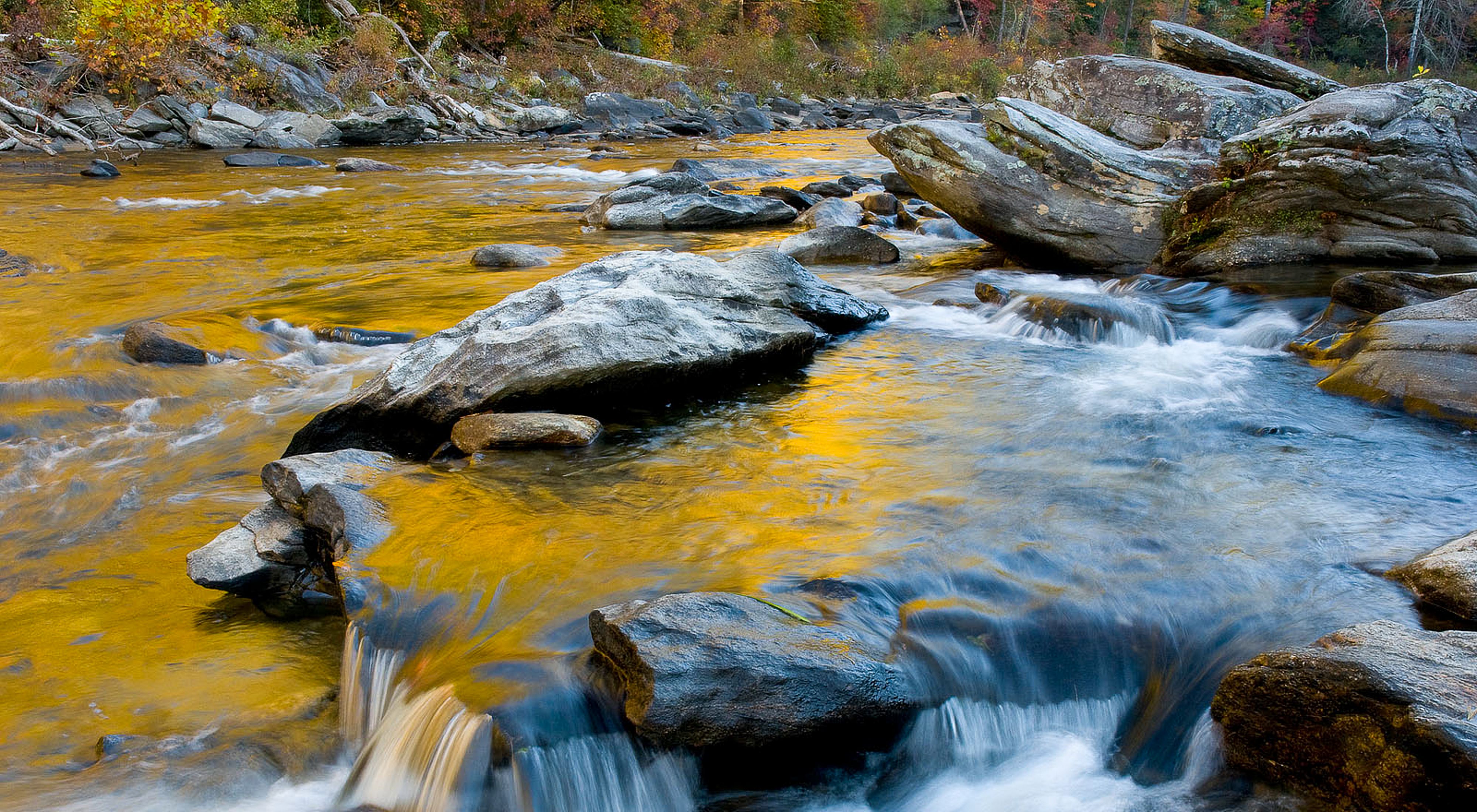 Water flows through a tributary in the Appalachian Mountains of Georgia.