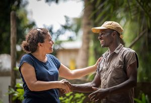 Man and woman shaking hands 