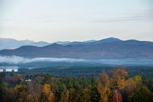 A view of mountains and forests.