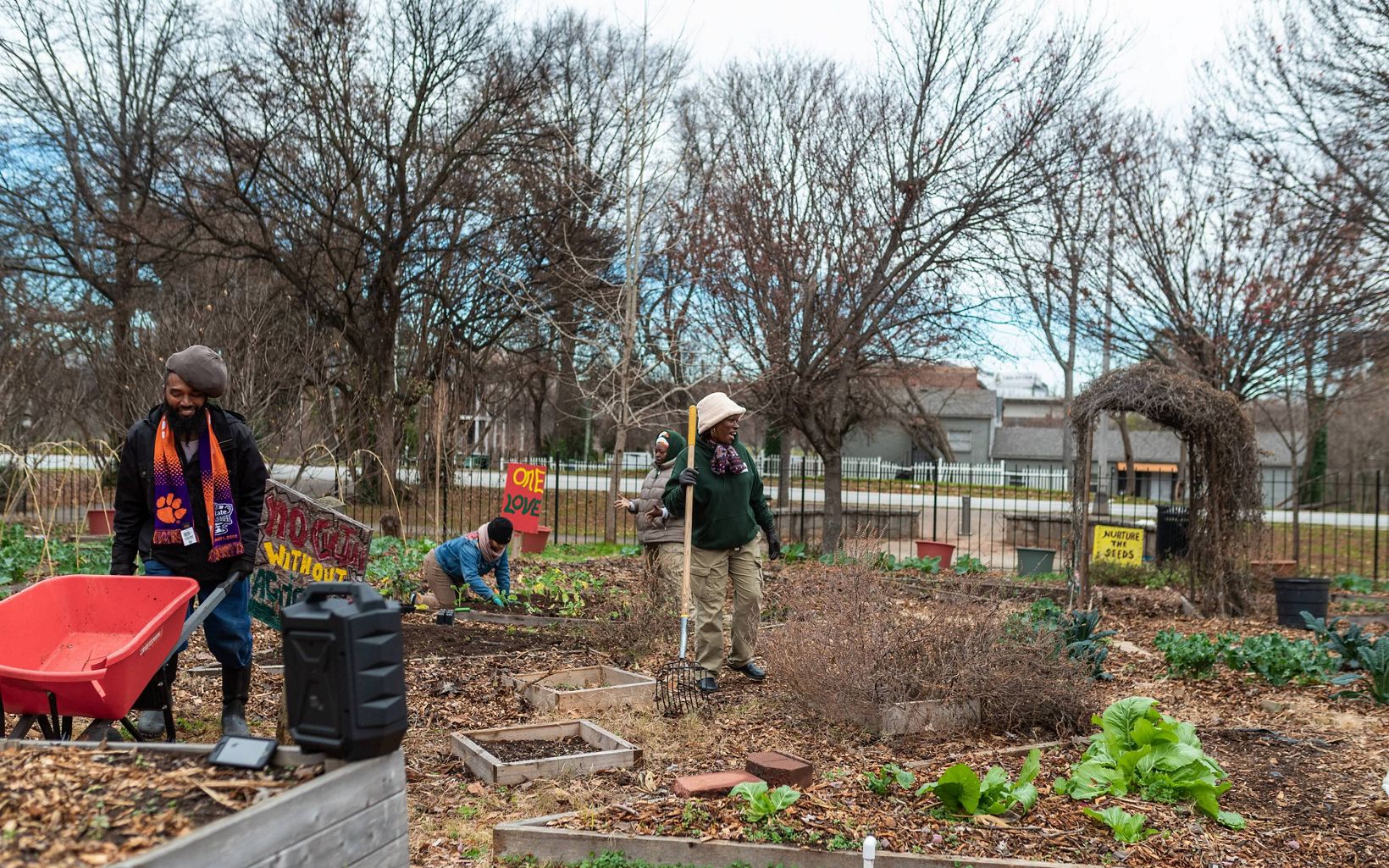 
                
                  TRAINING ON THE LAND Members of HABESHA work at Habesha Gardens in Atlanta, Georgia. December 2019. The Nature Conservancy has partnered with HABESHA in Atlanta to form the Urban Green Jobs program which trains residents for jobs that support green infrastructure.
                  © Lynsey Weatherspoon
                
              