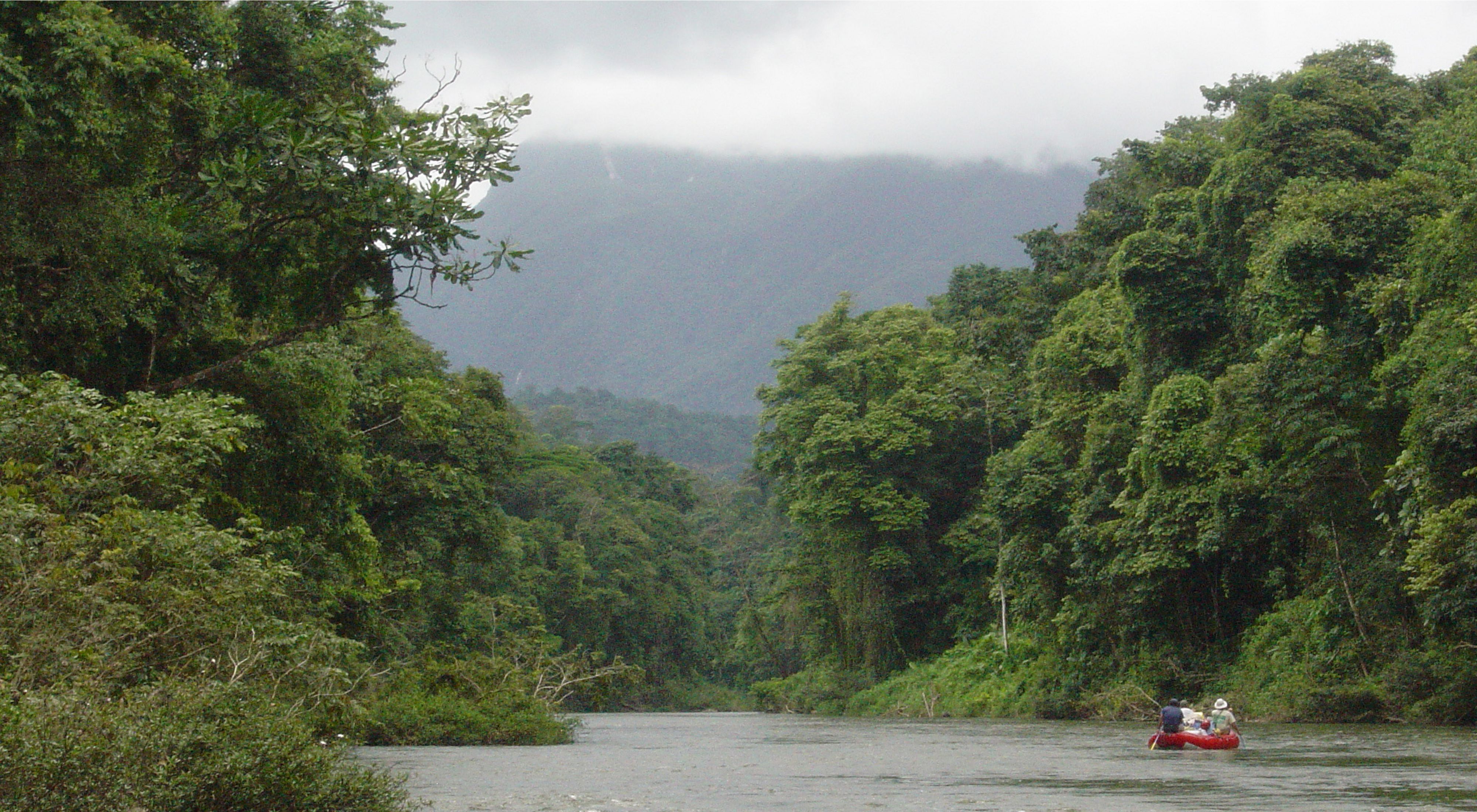 Rafting through the remote rainforest on the Rio Platano