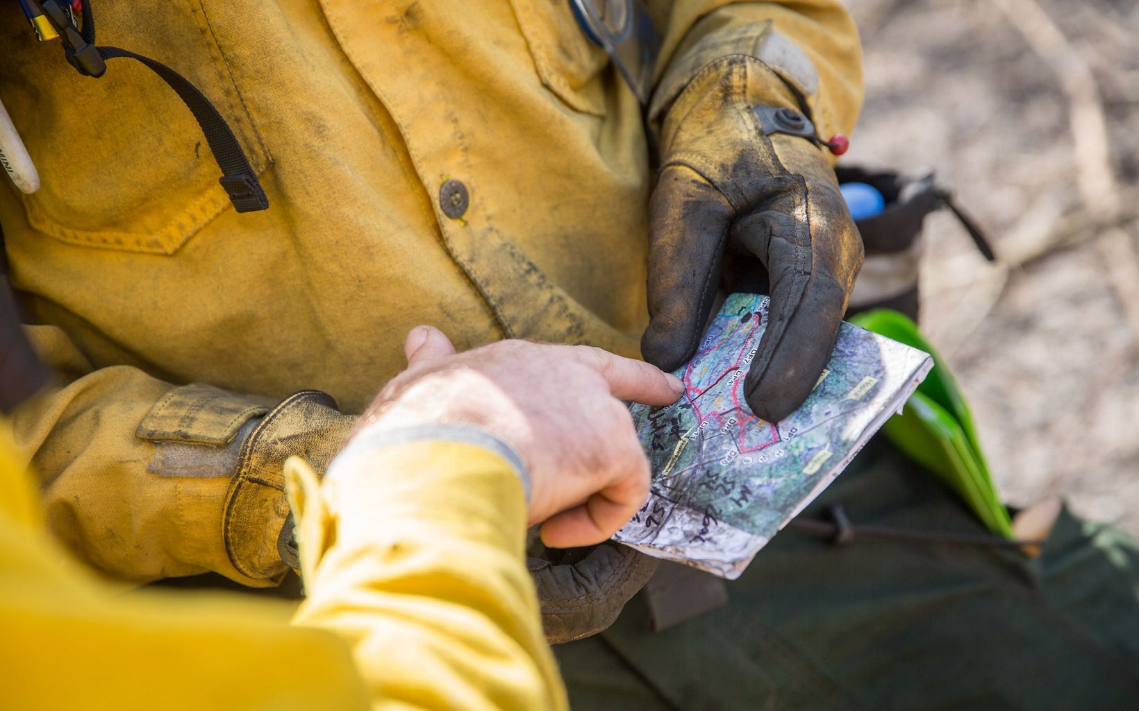 Kentucky Fire Management  Fire personnel study the burn unit on a map. © Mike Wilkinson