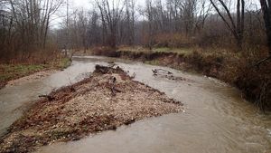 Severe erosion of Kiefer Creek at Castlewood State Park in Missouri.