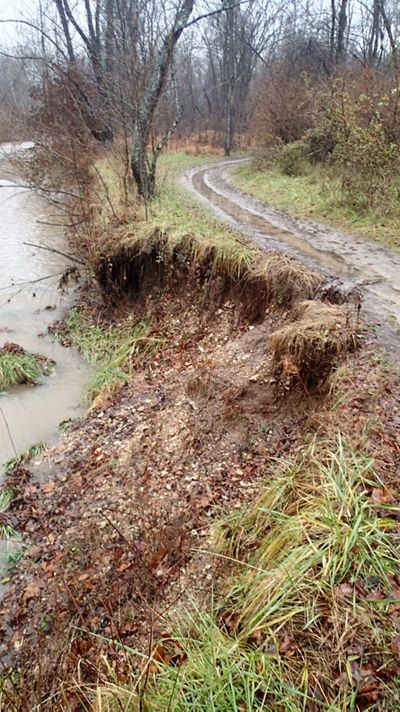 Severe erosion of Kiefer Creek at Castlewood State Park in Missouri.