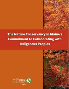 Graphic of statement that says in white letters: The Nature Conservany in Maine's Commitment to Collaborating with Indigenous People