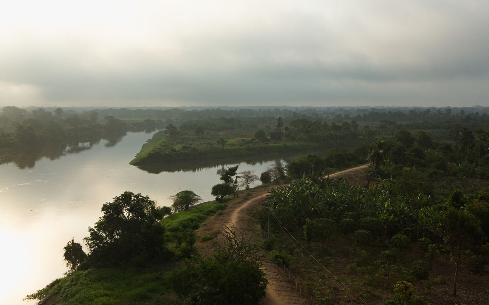 View of Magdalena river outside the town Santa Cruz Mompox, Bolivar Colombia