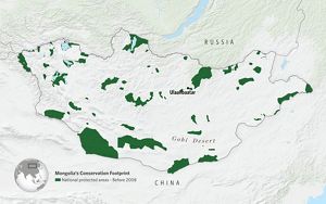 A Map of Mongolia's protected areas before 2008.
