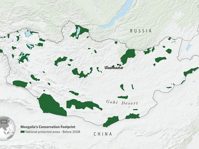 A Map of Mongolia's protected areas before 2008.