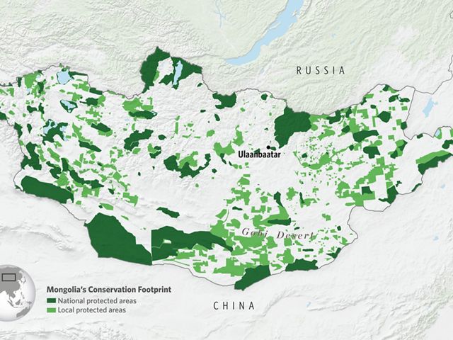 A Map of Mongolia's protected areas in 2020.