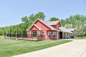 Red building.