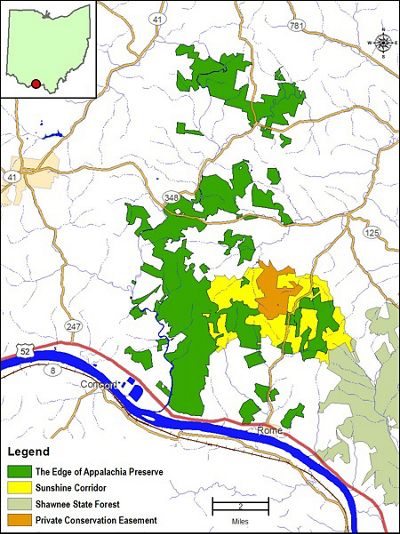 Ohio Edge of Appalachia Sunshine Corridor Map