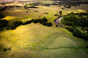 Aerial photo of the Blue River and feeder streams.