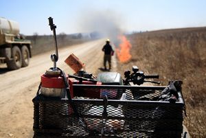 ATV packed with controlled burn equipment.