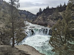 Water rushing over rocks.