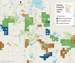 Map of the Ordway Prairie Preserve and surrounding area.
