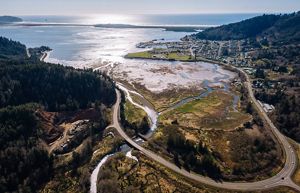 Overview of coast and estuary in Tillamook, OR