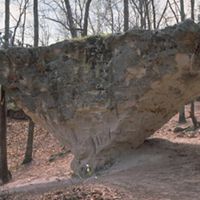 Large triangular boulder found in PeachTree Rock preserve in South Carolina. 