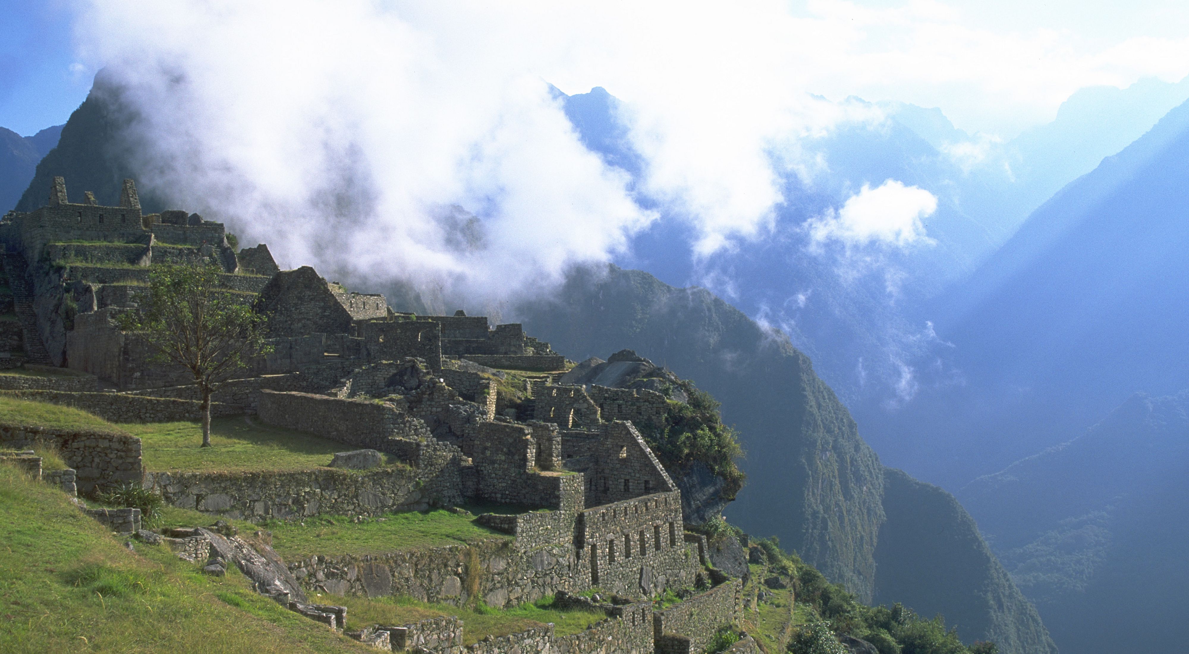 A view of the ancient Incan city of Machu Picchu with