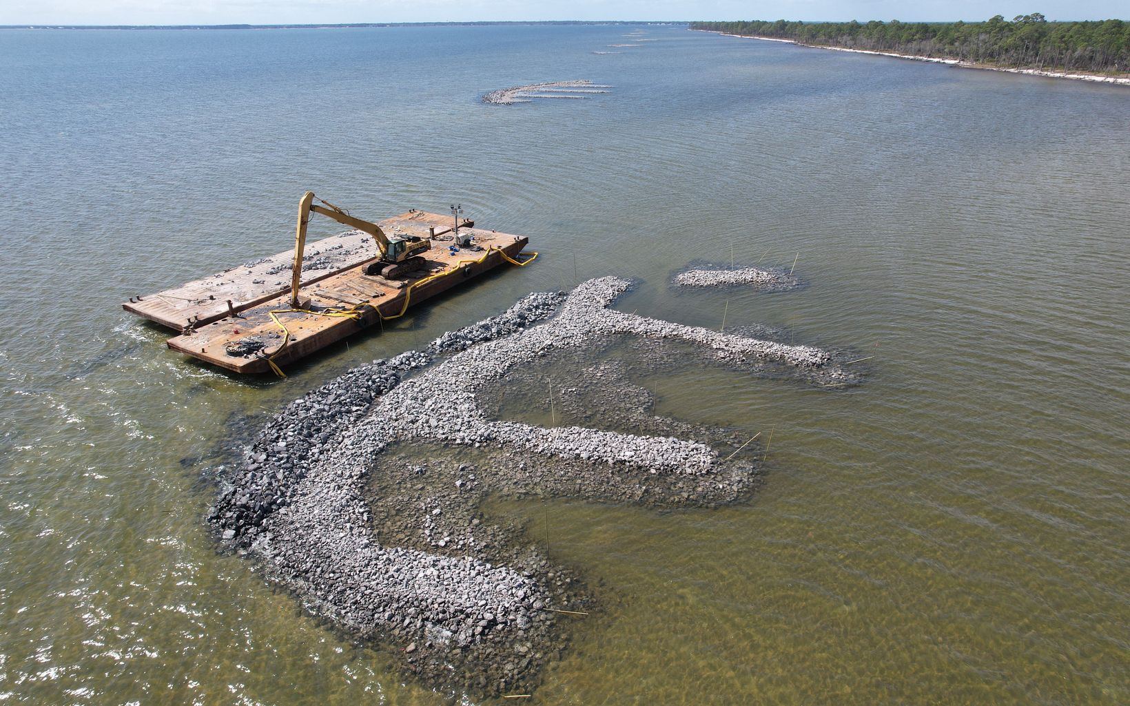 Unique Shape Every reef has a unique shape that's determined in the design phase to optimize oyster settlement and growth.  © Darryl Boudreau/NWFWMD