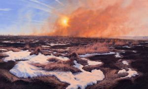 A painting of a prescribed burn.