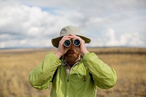 A researcher on Zumwalt Prairie