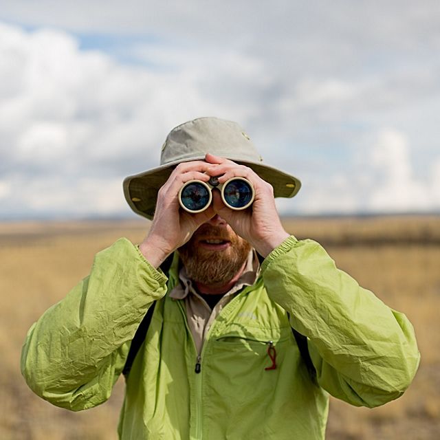 A researcher on Zumwalt Prairie