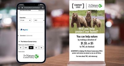 an image of a phone with a donation screen.
