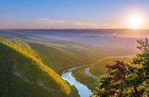 Aerial view of the Delaware River. 