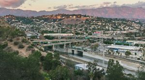 Buildings and roads on the urban hillsides of Northeast Los Angeles.