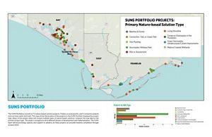 A digital map of the SUNS Portfolio Projects along the coast of The Gulf of America.