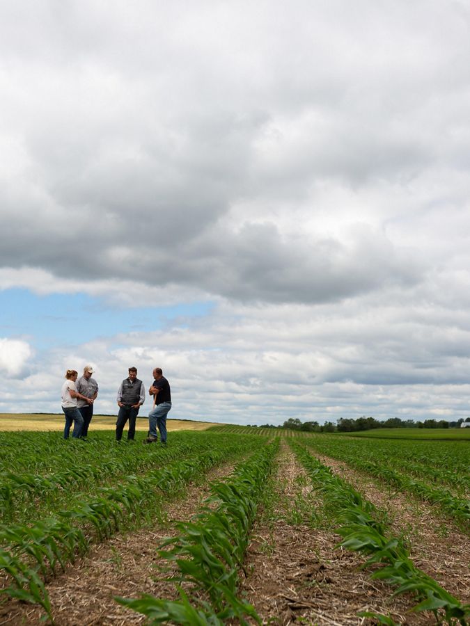  four conservation ag partners standing in a farm field