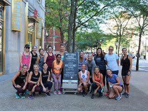 TNC and Athleta teamed up in 2019 to "Race for the Planet," holding events at local stores, like this one in Boston. Trenni Kusnierek is pictured at the center. 