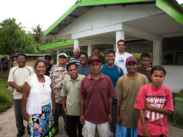 Community members in Oneisomw, Chuuk.