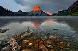 Sinopah Mountain at sunrise at Glacier National Park. 