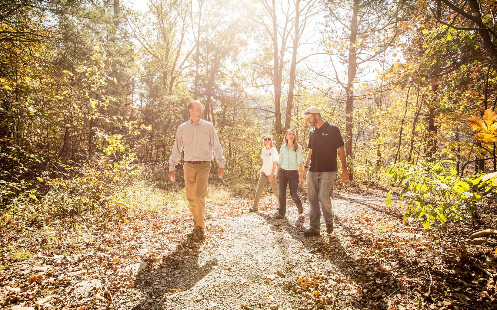 Dupree Nature Preserve Members of TNC's Kentucky staff take a walk at the Dupree Nature Preserve during autumn.  © Devan King/TNC