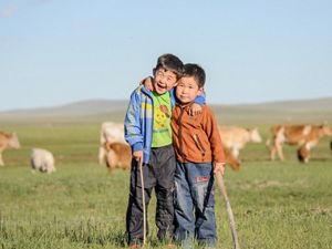 on the Mongolian grasslands.