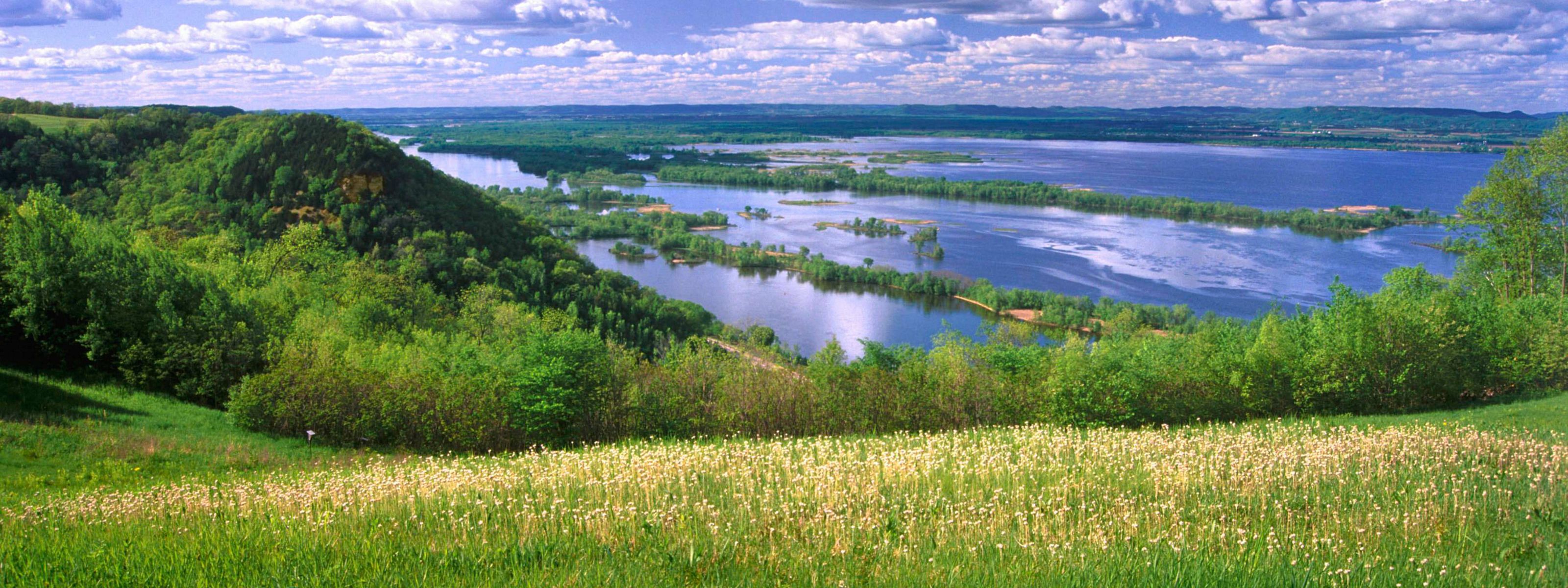 View of the Mississippi River from a field in Onalaska, Wisconsin